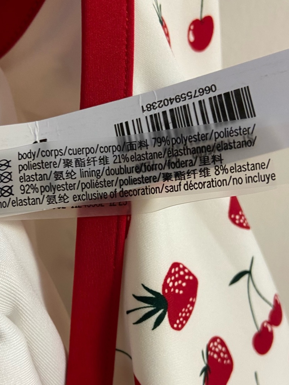 Victoria's Secret pink white One-Piece with Red Cherry strawberry Print XL NWT - Picture 5 of 5